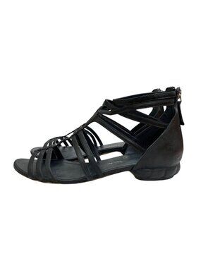 Chanel Flat Sandals Silver Black 37c